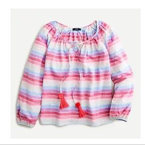 🌸🌸SUPER SALE🌸🌸 J CREW Peasant Top in Metallic Pastel Size S NWT